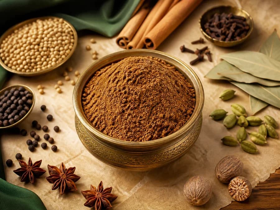 Biriyani Masala spice blend with its featured ingredients